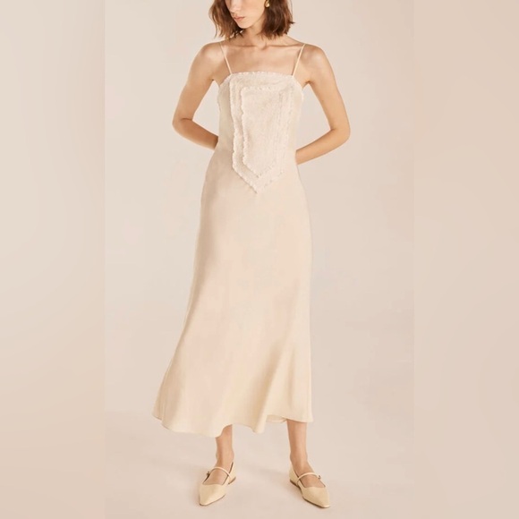 NEW Rebecca Taylor Tapioca Cream Lace Dress US 14 - Picture 1 of 10